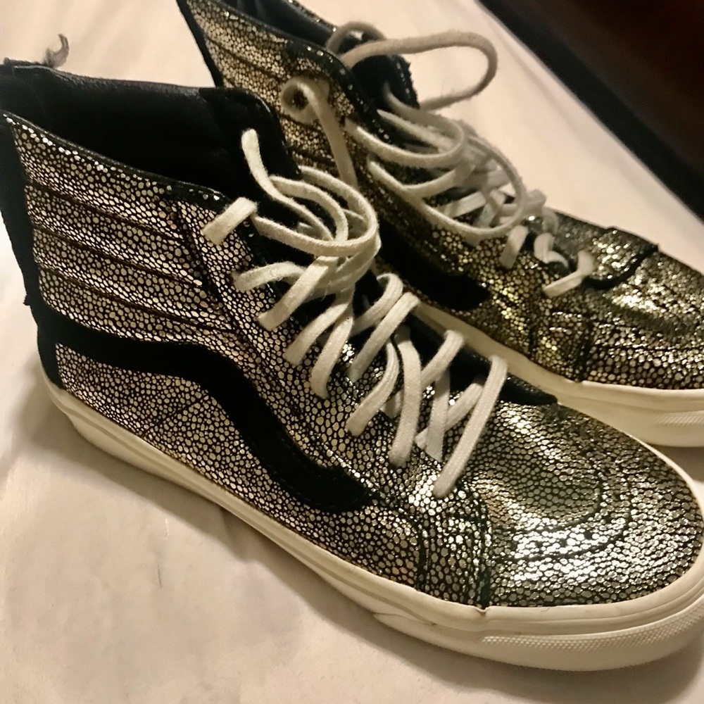 VANS Sk8-Hi Slim Zip Gold Dots High Top Sneakers